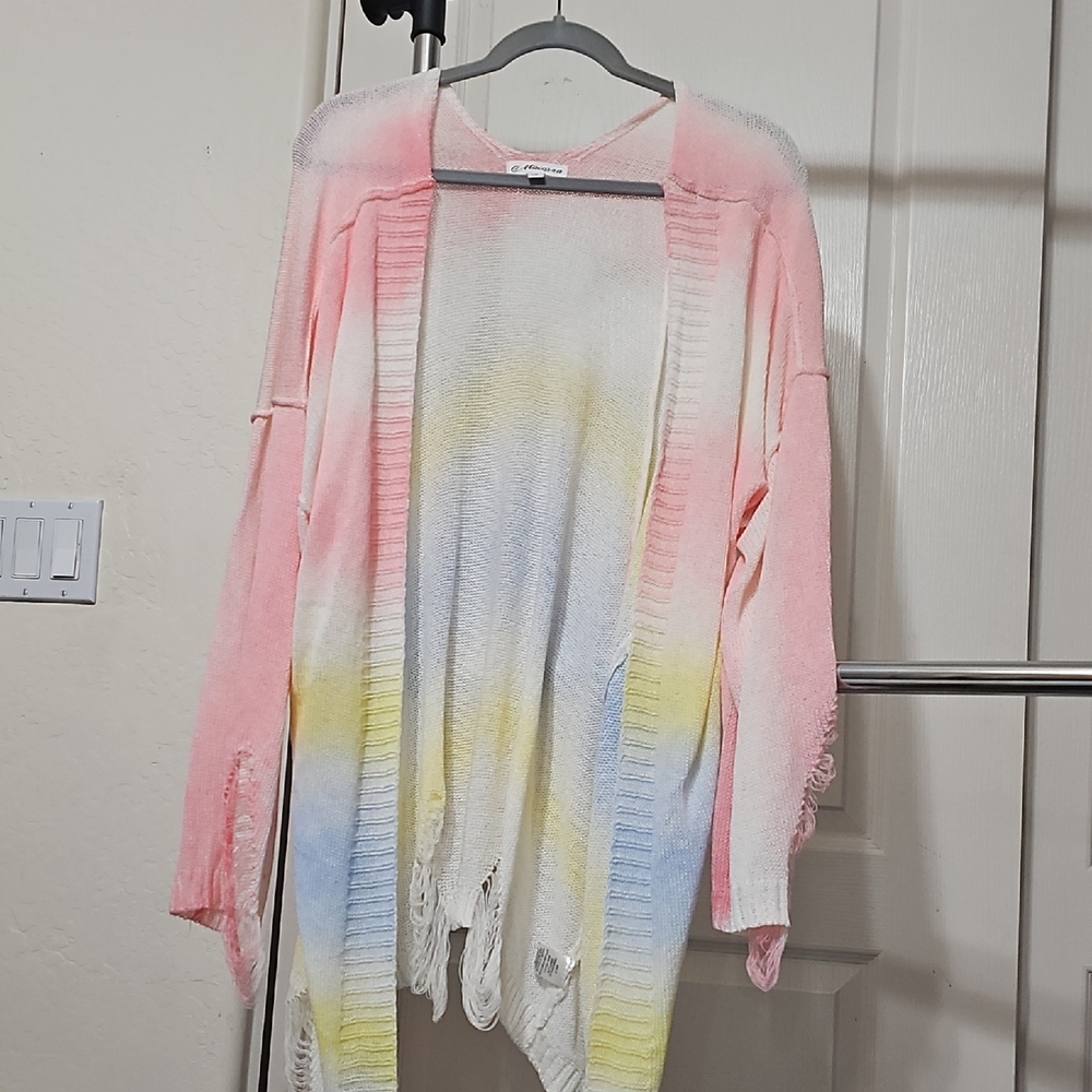MACARON Pink and Yellow Ombre Cardigan